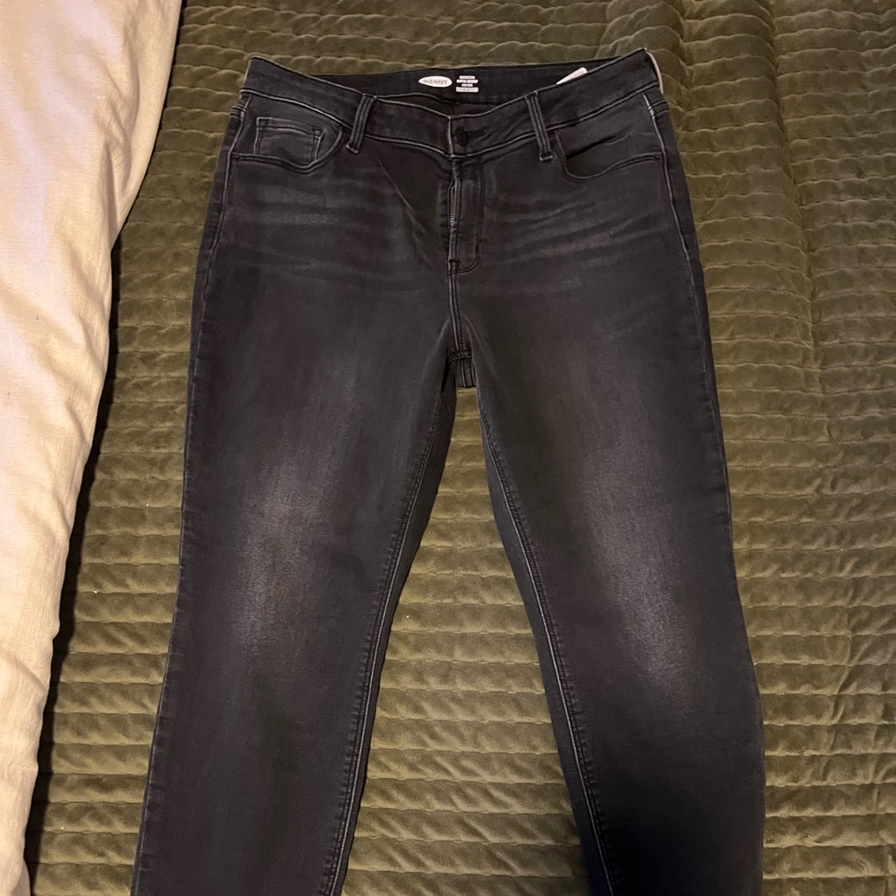 EUC Old Navy Soft Black Super Skinny High Rise Jeans Built-in Warm lining 16 P